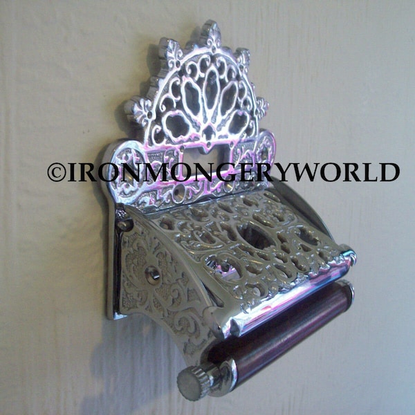Vintage Brass Wall Mount Toilet Paper Holder 7.25 Inch with Wooden