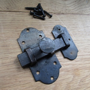 HAND FORGED SHOOT Bolt old rustic retro vintage style cupboard door lock latch catch blacksmith slide bolt Black wax