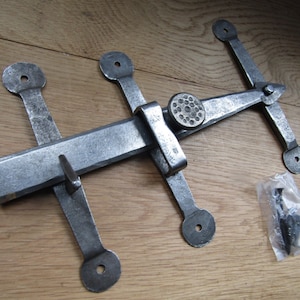 HAND FORGED wrought iron door latch old rustic retro vintage style blacksmith door lock latch