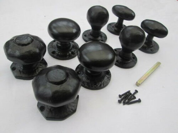 BLACK ANTIQUE Internal Door knobs cast iron mortice lever latch door knobs pull handles Vintage rustic old period style