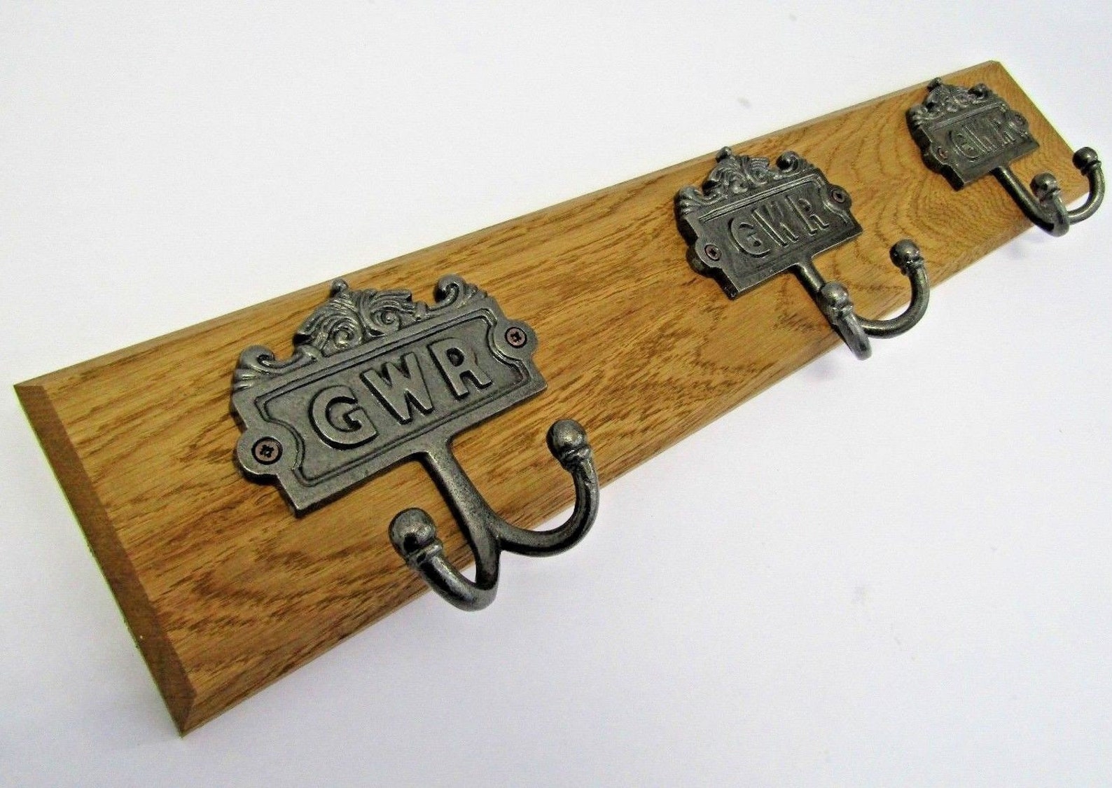 UK Handmade Solid Oak Wood Rustic Wooden Wall Mounted Hat and Coat Hook ...