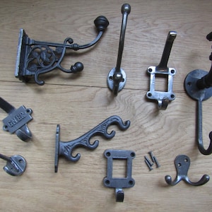 Pack of 5 Cast iron rustic vintage old style hat and coat hooks retro shabby chic industrial pegs OVER 130 DESIGNS to choose from