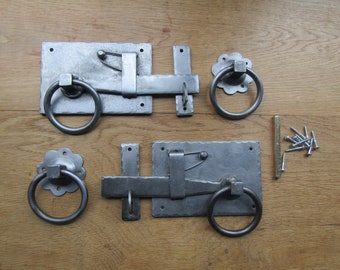 COTTAGE RING LATCH hand forged blacksmith rustic Wrought iron door latch handles Old English vintage country cottage gate door latch handles