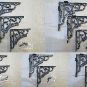 PAIR of EMBOSSED SCROLL Cast iron antique old Rustic vintage retro scaffold shelf brackets Shelf Bracket Victorian style Antique iron