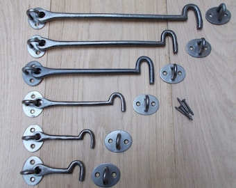 HIERRO ANTIGUO LISO hierro fundido Rústico Victoriano antiguo inglés Cabina Gancho y ojo Porta puerta Pestillo Cerradura porta puerta