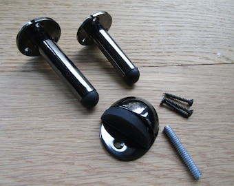 POLISHED BLACK NICKEL Door stop Stopper Skirting Board Wall Mounted Floor Door Stop Half Round