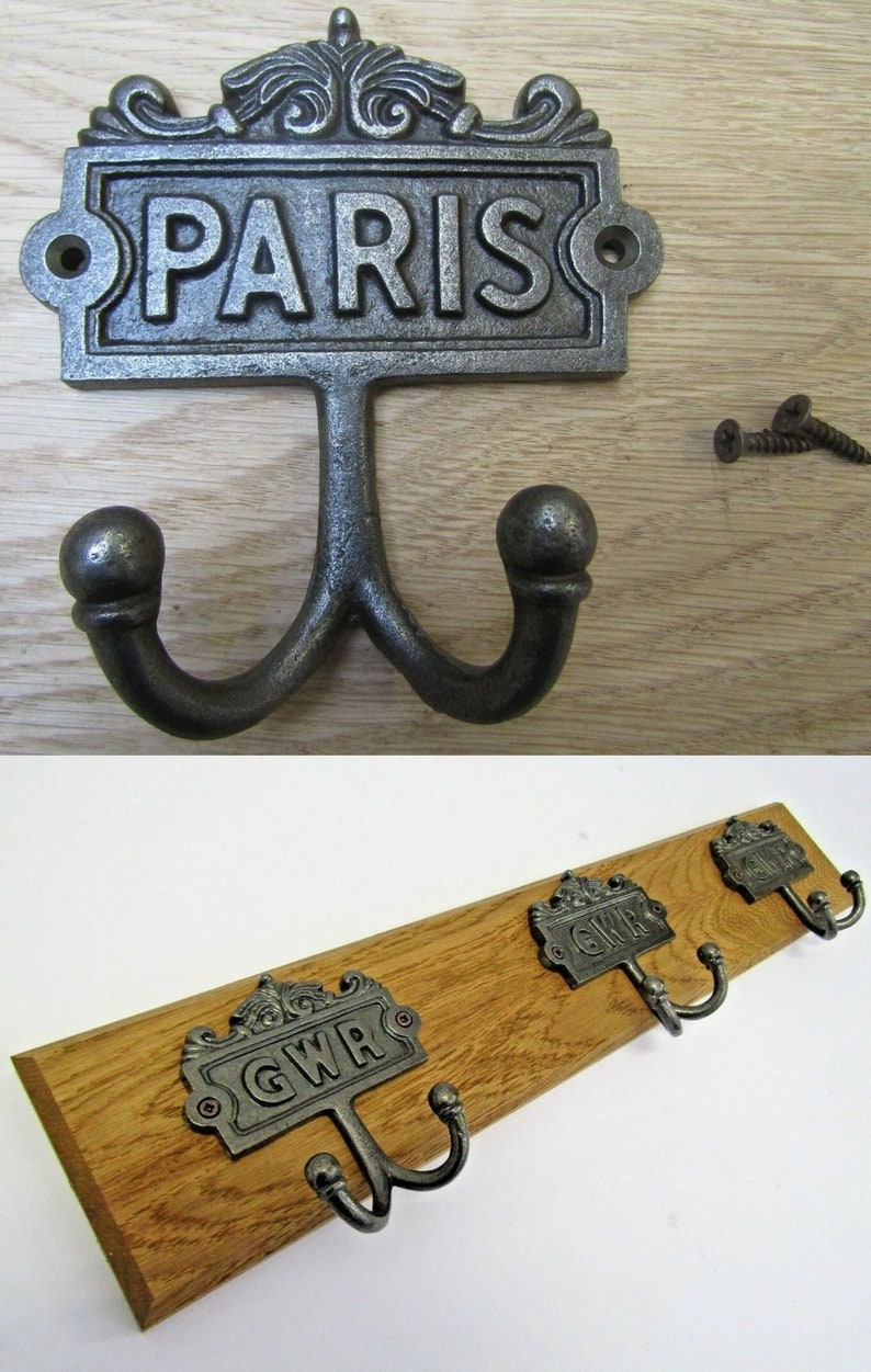 DOUBLE HOOK Cast Iron Double Coat Hooks Rustic Retro French Etsy