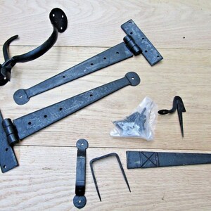Hand-Forged Rustic Iron T-Hinges & Suffolk Latch Set – Traditional Blacksmith Style