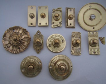 SOLID BRASS Door Bell Push vintage Victorian Antique Hard wired Front Back Door Chime Press bell push button