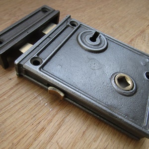 Massivt gjutjärn, dörrknopp och låslås, antika järn rustika vintage lantlig viktorianska dörrknoppar, handtag bild 5