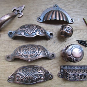 CAST IRON Antik Kupfer Möbel Knauf Griffe rustikale Vintage Retro Upcycle Restauration Beschläge