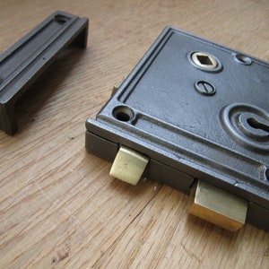 Massivt gjutjärn, dörrknopp och låslås, antika järn rustika vintage lantlig viktorianska dörrknoppar, handtag bild 6