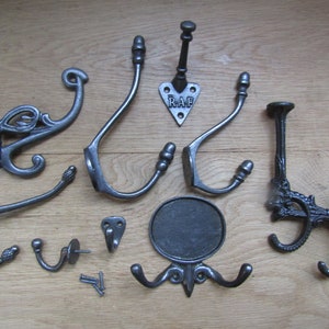 Pack of 5 Cast iron rustic vintage old style hat and coat hooks retro shabby chic industrial pegs OVER 130 DESIGNS to choose from