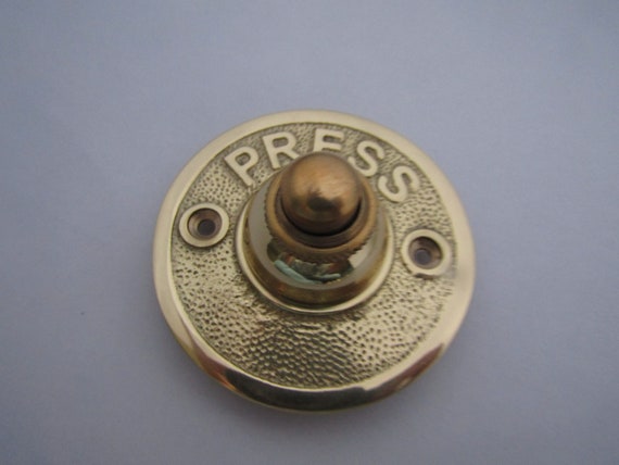 Bouton De Sonnette Antique En Laiton Jaspé - 15mm - Vintage, Filaire