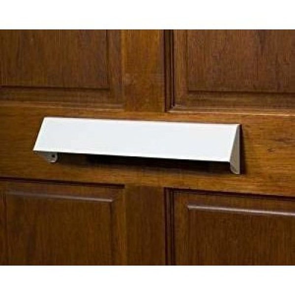 WHITE SECURITY HOOD 345 x 65mm Postal Letter Box Plate Safety Security Hood Visor Baffle Cowl Plates internal