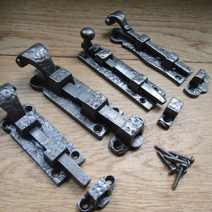 ANTIQUE IRON tower bolt  traditional vintage door slide bolt cast iron old rustic scroll lock latch bolt