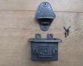 GIN TONIC Beer Soda Bottle Opener cap catcher cast iron rustic vintage wall mounted Opener Great Item for Bar, Kitchen or Patio
