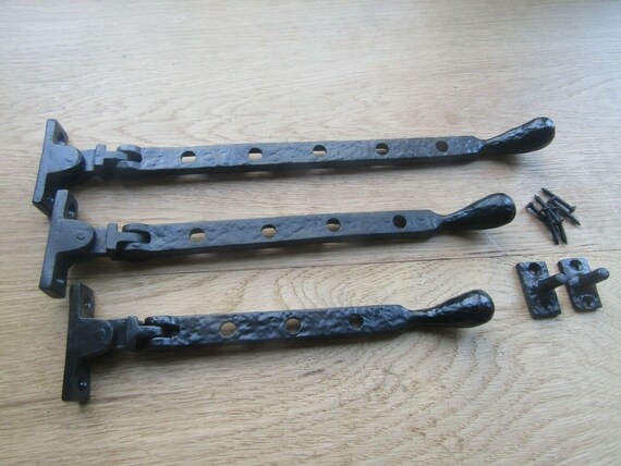 Soporte Antiguo De Hierro Fundido Negro Para Ventana Abatible - Brazo Sujetador/manija