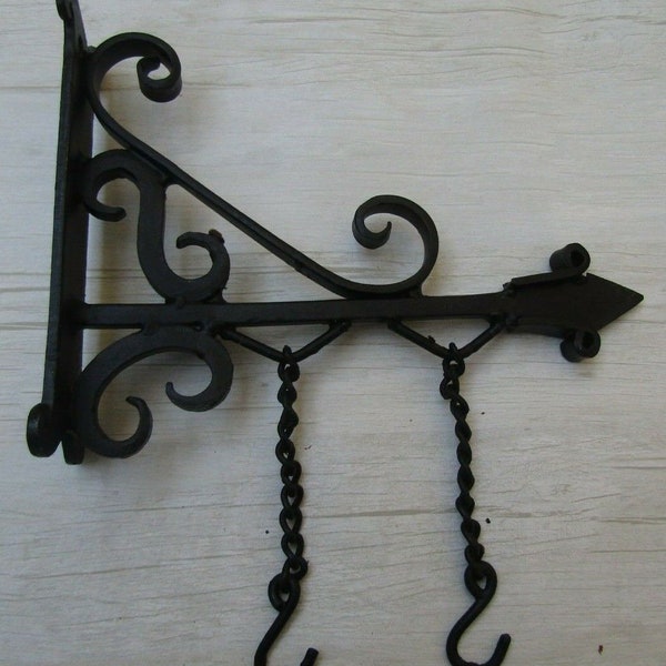 9" BLACK WAX HAND Forged wrought iron blacksmith sign board hanging bracket shop sign house name