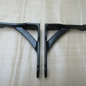 Pair of 6&quot; BLACK PENNY END Cast iron Rustic vintage retro scaffold shelf brackets