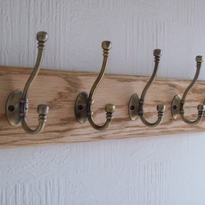 UK Handmade Solid Oak Wood Rustic Wooden Wall Mounted Hat and Coat Hook Rail Rack Hanger Coat Rail Ball end hooks in 6 colours