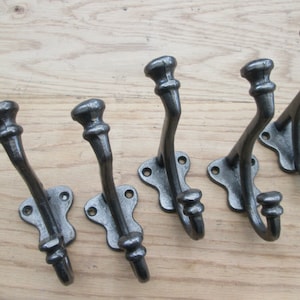 Pack Of 5 BALMORAL Cast iron Rustic hat and coat hooks vintage retro old antique hanging hooks pegs ANTIQUE iron