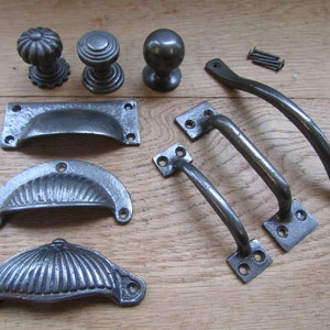 CAST IRON Antique iron Kitchen furniture cabinet cupboard drawer pull handles knobs rustic vintage retro upcycle restoration