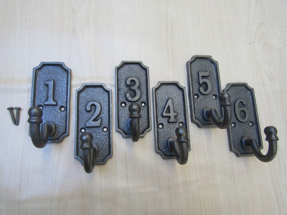 1～6 個入り 鋳鉄製工業用プレートフック 古い素朴なビンテージ