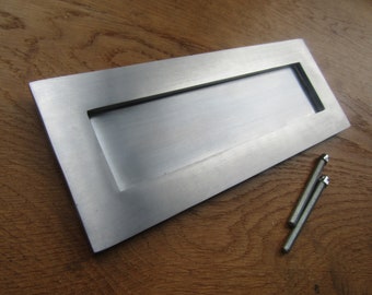 Fancy Postal Knocker Letter Plate Antique Satin Brass 220mm - Lighting & Ironmongery
