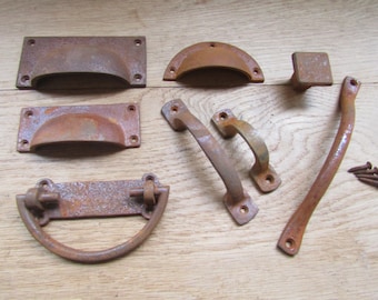 RUSTIC CAST IRON Cabinet cupboard trunk chest furniture fittings old antique aged vintage style upcycle restoration handles