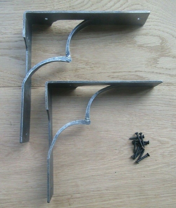 Paire De Supports D'étagère En Fonte – Vintage France Années 1960 – Noir
