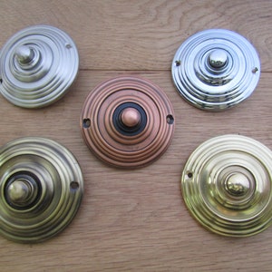 SOLID BRASS Door Bell Push vintage Victorian Antique Hard wired Front Back Door Chime Press bell push button
