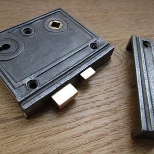 Massivt gjutjärn, dörrknopp och låslås, antika järn rustika vintage lantlig viktorianska dörrknoppar, handtag bild 8