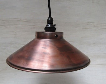 9" CONICAL ANTIQUE COPPER ceiling light Shade Round Dome industrial Vintage Retro Old Style factory ceiling pendant light Shade