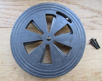 ROUND/CIRCLE  Vintage Victorian Style Rustic Ventilation Grille Wall floor Air Vent open shut cover Adjustable hit & Miss Open shut slotted