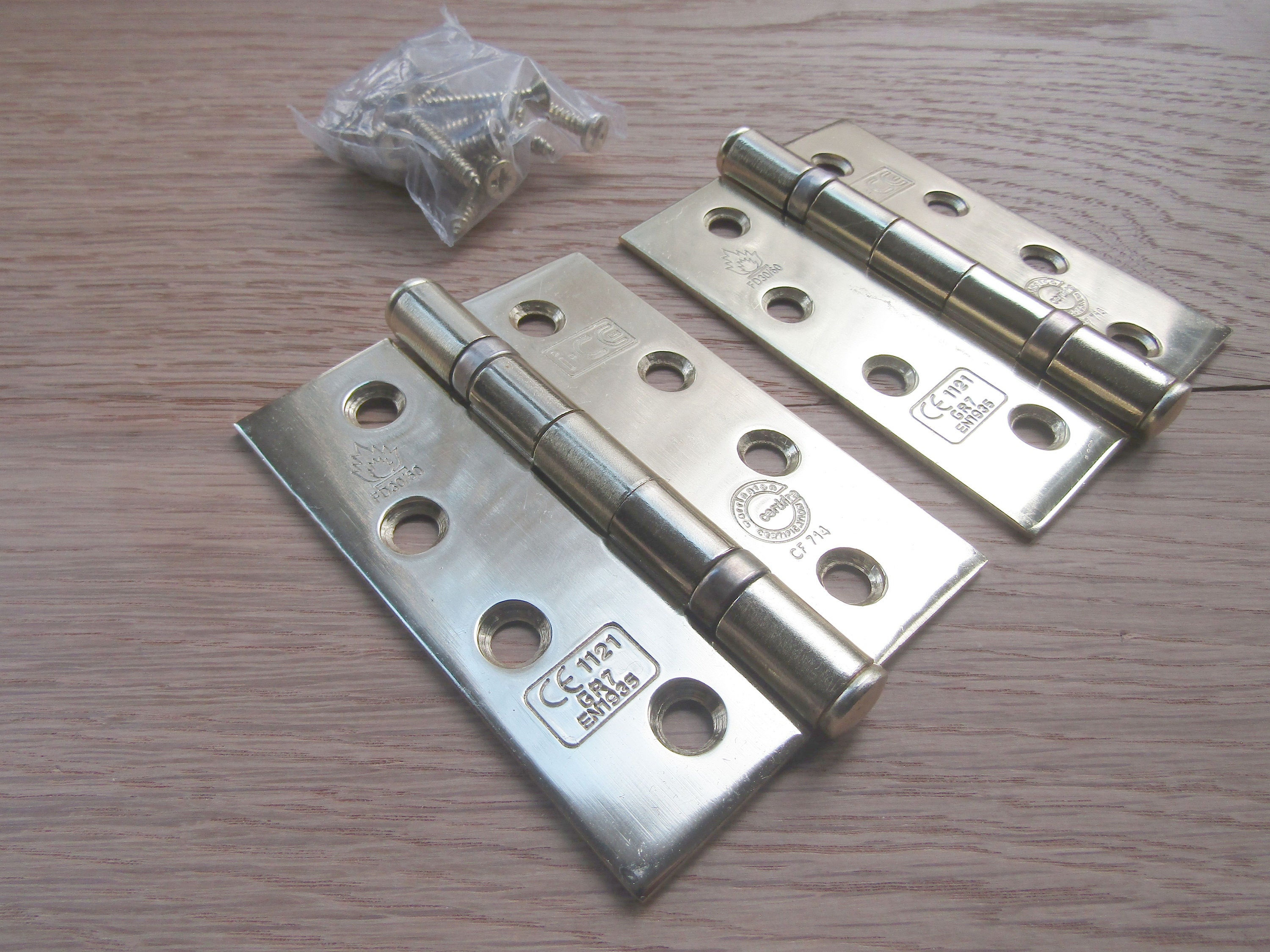 i-CE Locking Systems 0 Antique Brass Mild Steel Ball Bearing Hinge 76mm CE7 Fire Rated 1 Pair