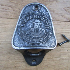 BIRRA MORETTI ricetta originale Apribottiglie per soda in ghisa rustica vintage da parete con birra italiana, regalo fatto a mano per bar, cucina o patio