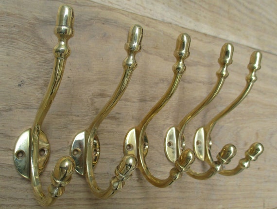 Pack of 5 SOLID BRASS ACORN Tip Hook Rustic Victorian Hat and Coat