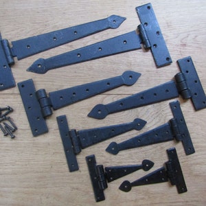 In 7 SIZES Hand Forged ARROW END blacksmith iron traditional old english cottage country rustic door Cupboard Cabinet t tee hinges