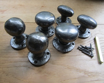 Perillas de puerta de interior de hierro antiguo, perillas de puerta con pestillo de embutir de hierro fundido, manijas de tracción, estilo antiguo rústico vintage