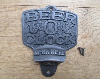 BEER O'CLOCK Flaschenöffner Gusseisen Vintage Wand Bier Soda Flaschenöffner Landhaus Küche Bar Bauernhaus Geschenk