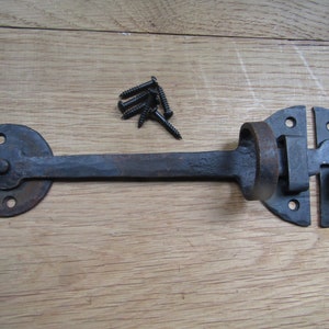 Hand forged GOTHIC BLACKSMITH wrought iron cupboard door latch old rustic retro vintage style door lock latch image 1