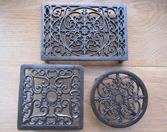 CAST IRON TRIVET Rustic Hot plate pot pan stand wood burner hob kitchen table holder rustic iron kitchen worktop protector