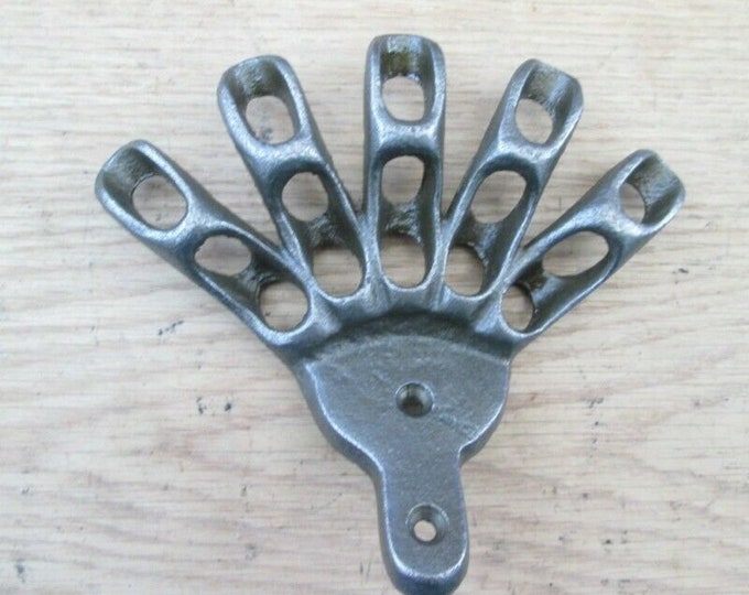 Cast Iron Rustic Flag Bracket Holder 5 Finger Spearhead Cluster Vintage