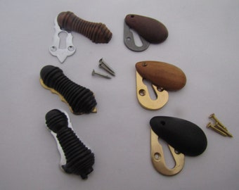 WOODEN keyhole cover escutcheon key hole plate covered/ open teak ebony Vintage/ victorian /beehive/Tear Drop