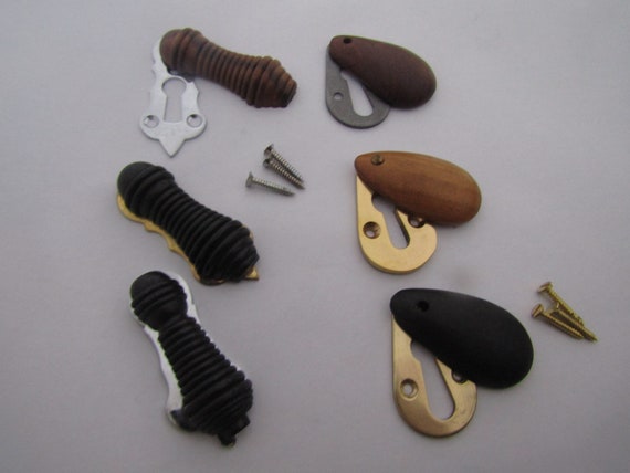 WOODEN keyhole cover escutcheon key hole plate covered/ open teak ebony Vintage/ victorian /beehive/Tear Drop