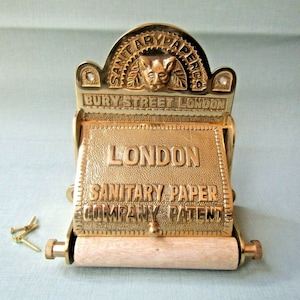 SOLID BRASS LONDON Paper toilet roll holder rustic vintage antique ornate fancy old style roll holder loo wc holder