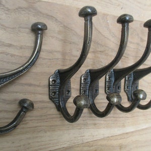 Pack of 5 LINCOLN Cast Iron Rustic Hat and Coat Hooks Vintage Retro Old  Antique Hanging Hooks Pegs BLACK ANTIQUE 