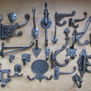 Pack of 5 Cast iron rustic vintage old style hat and coat hooks retro industrial shabby chic pegs OVER 130 DESIGNS to choose from