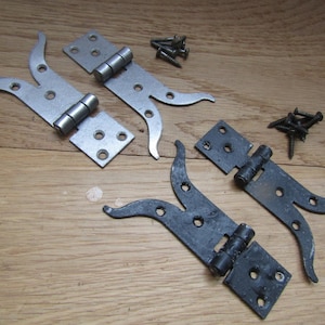 PAIR Of MOUSTACHE HINGES Rustic vintage Cabinet cupboard chest trunk Decorative ornate hinge